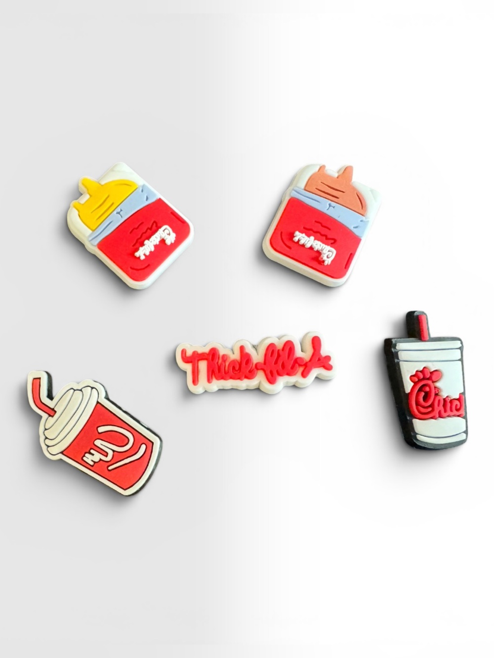 Chick-fil-A Silicone Croc Charms - Red, White, Yellow